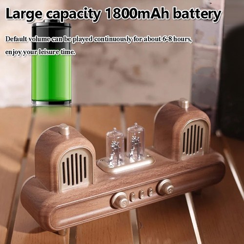 Retro Bluetooth Speaker with LED Light Portable Stereo Soundbar FM Radio9308 - Afbeelding 2 van 9