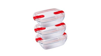 Pyrex Cook & Heat 3er Set identisch 28,4 x 23,4 x 24,8 cm, transparent