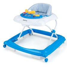 Foldable Baby Walker w/ 3 Adjustable Heights Comfy Padded Seat Music Tray