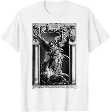 Saint Michael The Archangel Defeating Satan Christian T-Shirt
