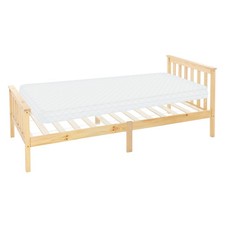 Lit d'enfants simple en bois de pin naturel sommier à lattes + matelas 90x200 cm
