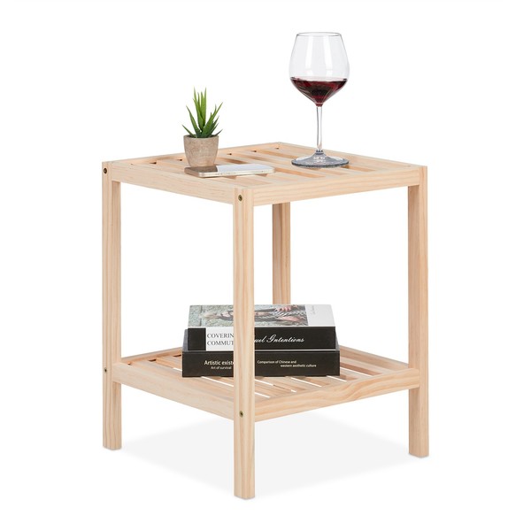 Beistelltisch Nachttisch Ablagetisch Quadratisch 2 Ablagen Sofatisch Couchtisch-image