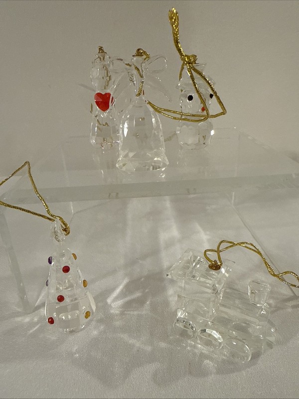 Vintage 5 Piece Miniature Clear Glass Ornament Set