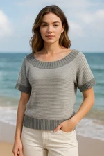 American Eagle Gray Sweater L Rabbit Wool Nautical Preppy Sailorcore Coastal