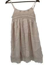 Papaya Tunic Ivory Mini Strappy Crochet Dress Twee Cottagecore Y2K coquette M