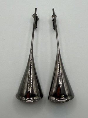ARTWEAR SILVER TONE CONE DANGLE EARRINGS WOMENS SCREW BACK MODERNIST STATEMENT
