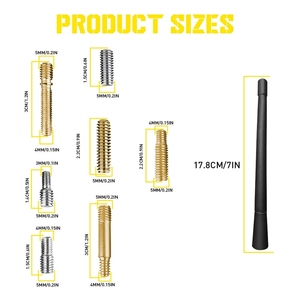 para FORD F-250-F750 1997-2016 Nuevo 7" Antena Corta Negro Mástil Radio AM/FM Foto 4 de 4