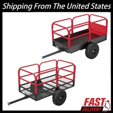 1700lbs Atv,utv Utility Steel Yard Trailer Dump Car For Lawn & Garden Tractors