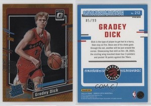 2023-24 Panini Donruss Optic Rated Orange Hyper Prizm /99 Gradey Dick Rookie RC