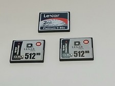LOT OF 3 THREE COMPACT LEXAR FLASH CARDS