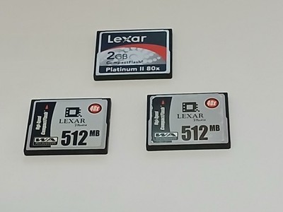 LOT OF 3 (THREE) COMPACT LEXAR FLASH CARDS