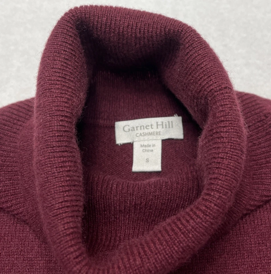 Garnet Hill Maroon Cashmere Turtle Neck Sweater Women’s S - Imagem 2 de 4