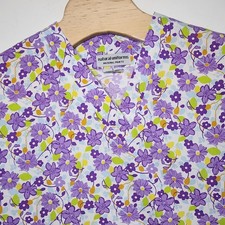 Natural Uniform Multicolored Floral Print Short Sleeve Scrub Top Women's Size S
