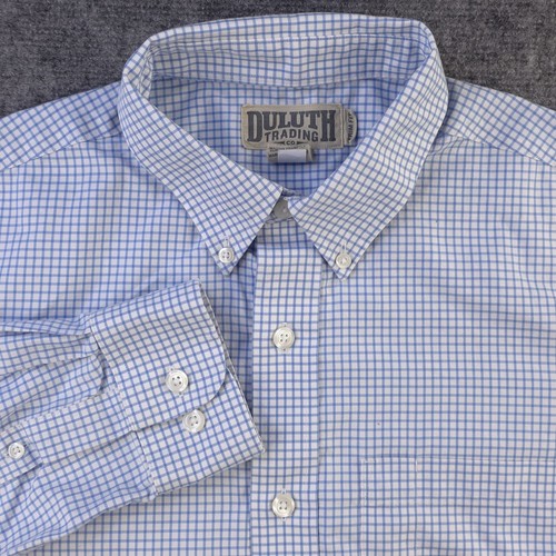 Duluth Hemd Medium Tall MT Trim Fit Blau Kariert Langarm Button Down Tasche