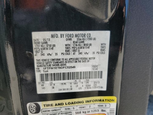 Used Front Axle Assembly Front 4WD fits: 2013 Ford Ford f150 pickup 3.55 ratio F - Picture 8 of 24
