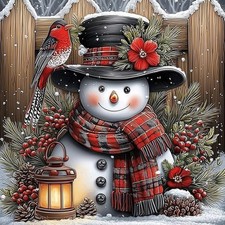 Christmas Snowman Diamond Painting Kits for Adults, 5D Vintage Snowman Diamond A