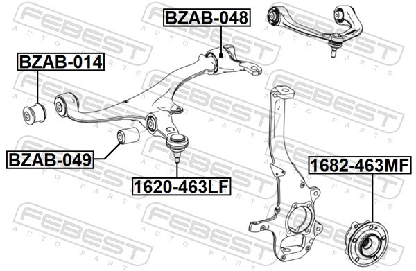 Lower Front FEBEST 1620-463LF Ball Joint for MERCEDES-BENZ
