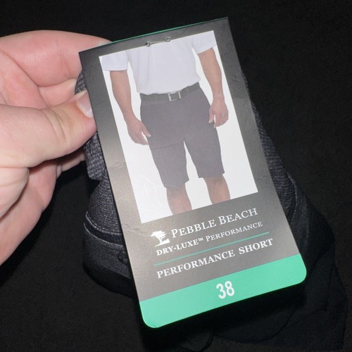 Pebble Beach Men's Dry Luxe Performance Flat Front Golf Shorts, Black, Size 38 - Picture 7 of 11