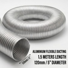 Aluminium Flexible Duct 120mm (5") x 1.5m Air Vent Hose Extractor Fan Tube