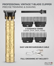 Gold Vintage Hair Trimmer Cordless Hair Clipper Beard Trimmer Vintage T-Blade