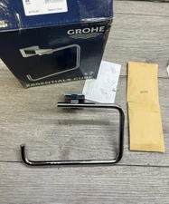 Grohe 40510001 Essentials Cube Metal 7.48-in. Towel Ring, Starlight Chrome