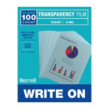 Samsill 100 Pack 8.5" x 11" Clear Write On 100 Sheets, Transparent