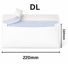 Image of DL PLAIN WHITE Self Seal Strong Envelopes 10 20 50 100 200250 500 1000 2000 5000
