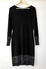 Ann Taylor Petite Sweater Dress Wool Blend Sparkly Gold & Black Size Small