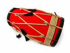 New Professional Red velvet Dholak With Golden nut bolt Fitting Instrument w Bag