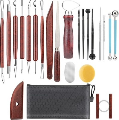 23PCS Clay Sculpting Tools Set Pottery Ceramic Polymer Modeling Kit Supplies