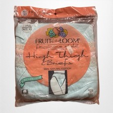 Vintage 90s FRUIT OF THE LOOM High Thigh Brief Granny Panties Size 10 3 PAIR