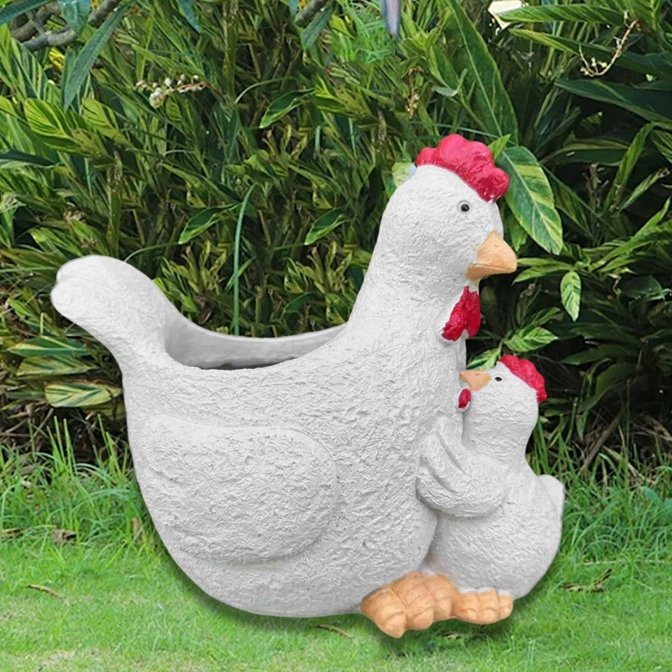 Chicken Planter Pot Chicken Figurine Funny Flower Pot Portable Hen and Chicks