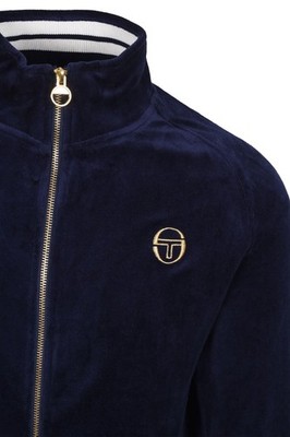 Sergio Tacchini Blue Velour 2-Piece Tracksuit Zip Jacket Pants Pockets L