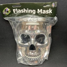 Fun Express Silver Skeleton Flashing Light Up Halloween Mask New In Package
