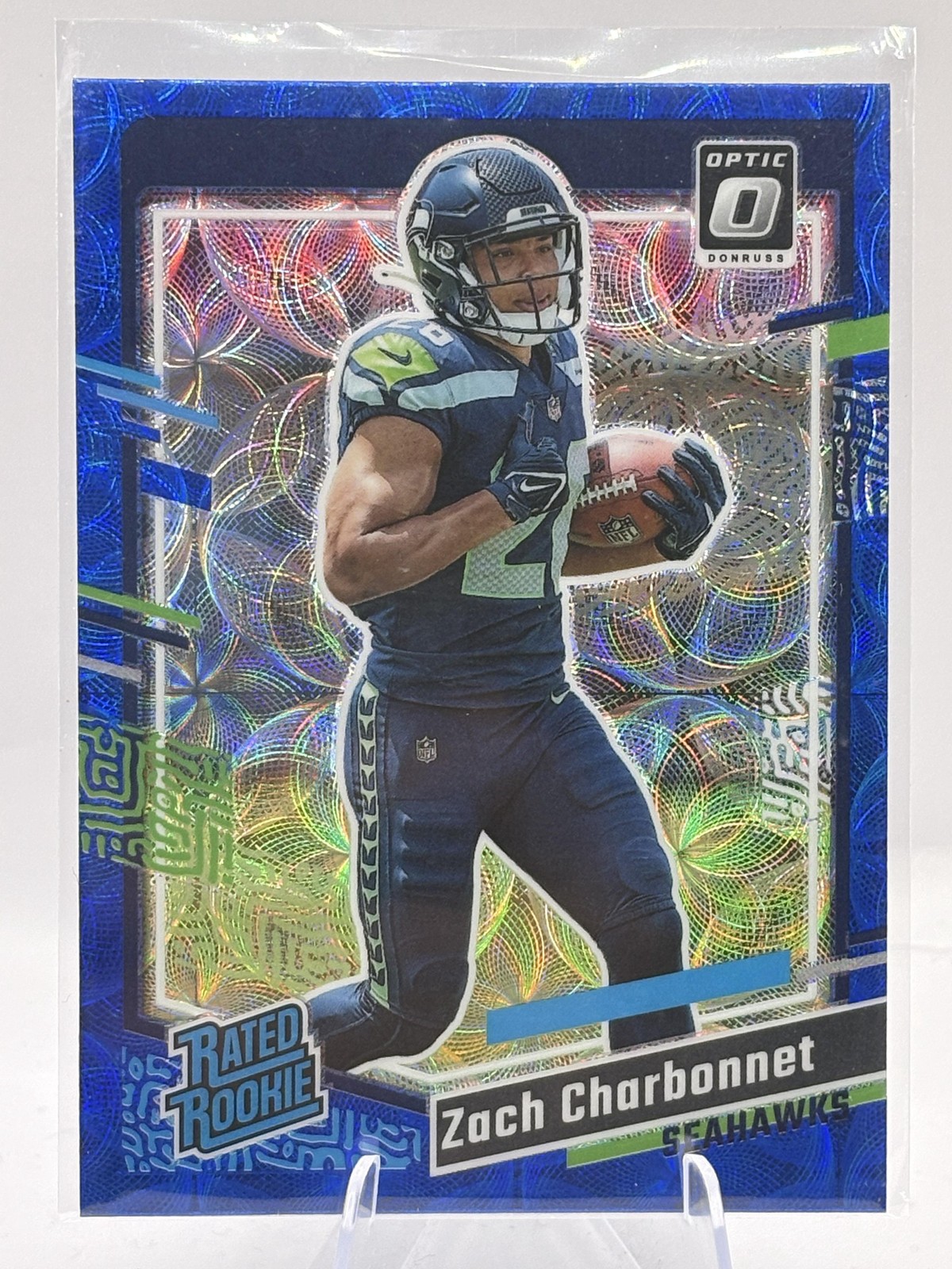 2023 Donruss #392 Zach Charbonnet Optic Rated Rookie Preview Blue Scope Prizm
