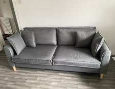 Very grey 3 seater sofa 100% polyester contemporary modern 200cm W x 80cm H