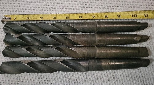 Lot of 4  - 55/64,  57/64, 59/64, 63/64 Taper HS Drill Bits Lathe Machinist Lot