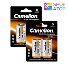 4 Camelion D Nimh Rechargeable Batteries Hr20 Accu 1.2V Ni-Mh 2500Mah 2Bl NEW
