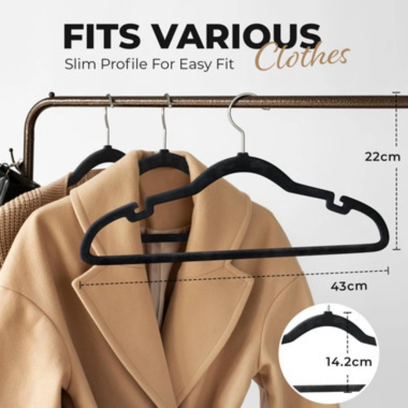 "BIG SALE" Non-Slip Velvet Clothes Hangers – 15/30/50 Pack, Black, Ivory, Gray - Image 3 of 4