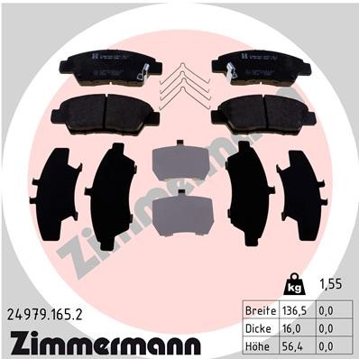 Vorderachse Zimmermann 24979.165.2 Bremsbelagsatz, Scheibenbremse FüR Honda,Hond-image