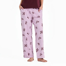 Life is Good. Women's Simple Blossom Pattern Snuggle Up Sleep Pant Violet Purple