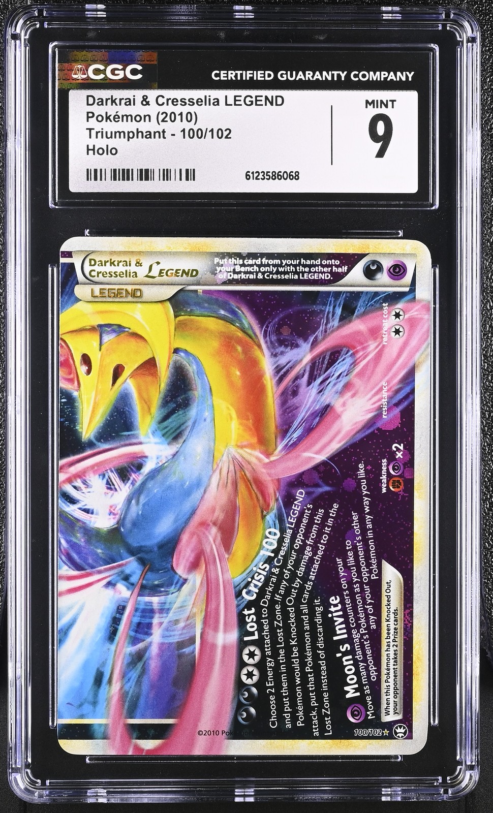 CGC 9 MINT Darkrai & Cresselia LEGEND 2010 Triumphant 100/102 Holo Pokemon Card