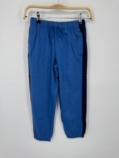 NWT Hanna Anderson Pajama Pants Kids 8 Blue Black Stripe Fleece Slash Pockets