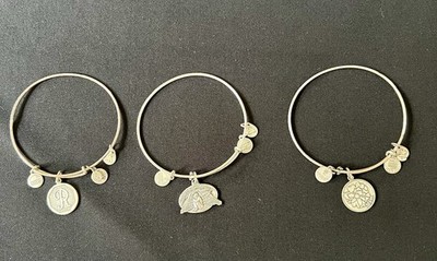 Alex and Ani Silver Tone Charm Bangle Lot (3) | Mom, Initial R, Angel