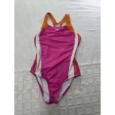 Speedo Girls One-Piece Swimsuit Pink/Orange/White Size 16 Racerback Design Light