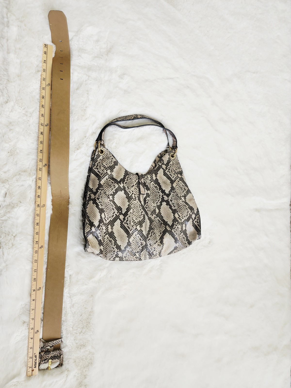 Talbots Python Snakeskin Leather Tan Work Handbag… - image 9