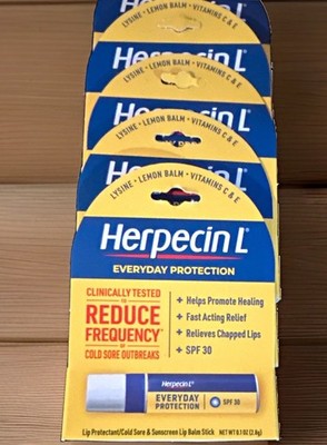 5 Pack Herpecin L Everyday Protection Lip Balm Stick SPF 30 Lemon 0.1 oz