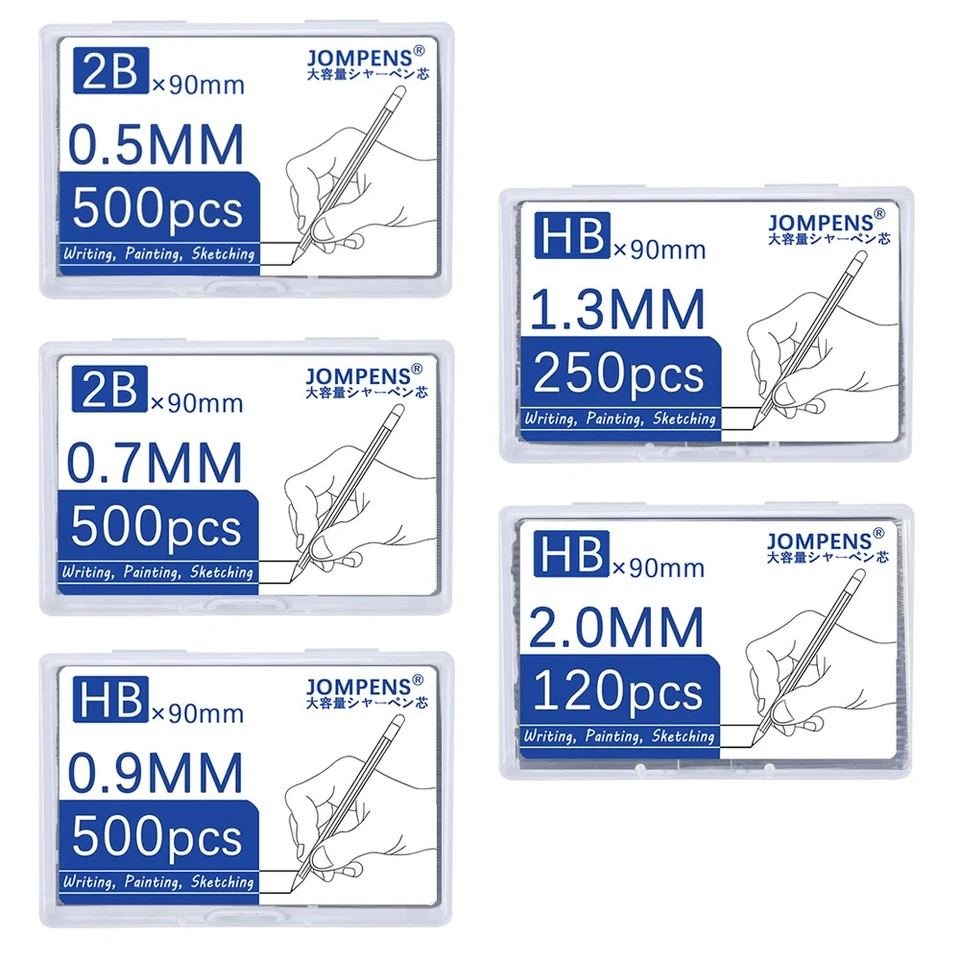 Lápiz mecánico recargas de plomo 2B HB 0,5 0,7 0,9 1,3 2,0 mm caja dibujo escritura Foto 2 de 4