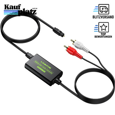 Audio Wandler 192KHz Toslink Koaxial auf Analog RCA L/R mit Kabel für PS3 Xbox