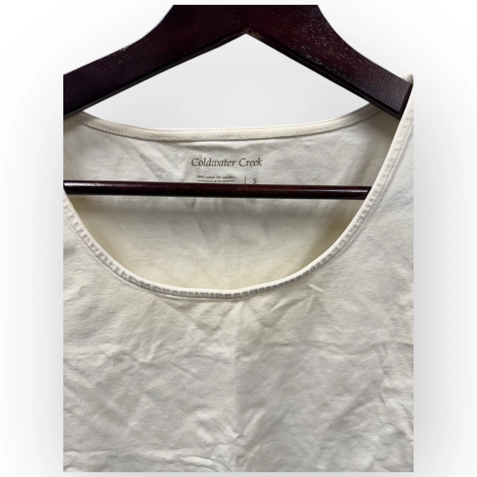 Camiseta sin mangas Coldwater Creek para mujer marfil con ribete de encaje talla pequeña - P179 Foto 2 de 4